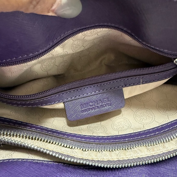 Michael Kors Saffiano Leather Satchel – Deep Purple – Silver Hardware - Picture 5 of 16